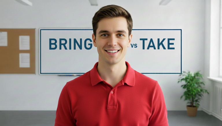 Bring vs Take: cuándo usar cada uno + ejercicios